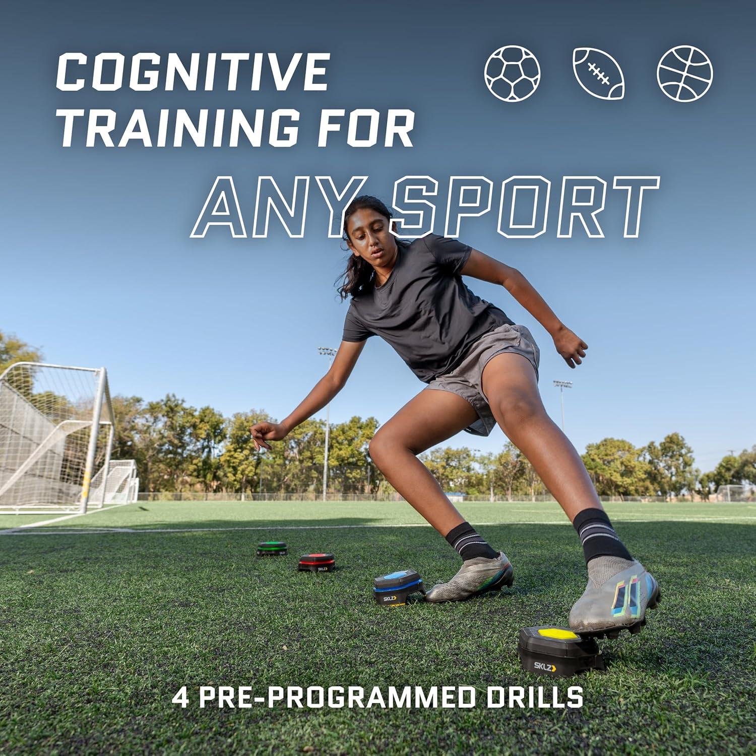 SKLZ Reactive Flash LED Training Pods – Reaction Time, Agility, and Cognitive Training Tool with 4 Games – Multi-Directional Activation, Durable Design for Speed and Hand-Eye Coordination