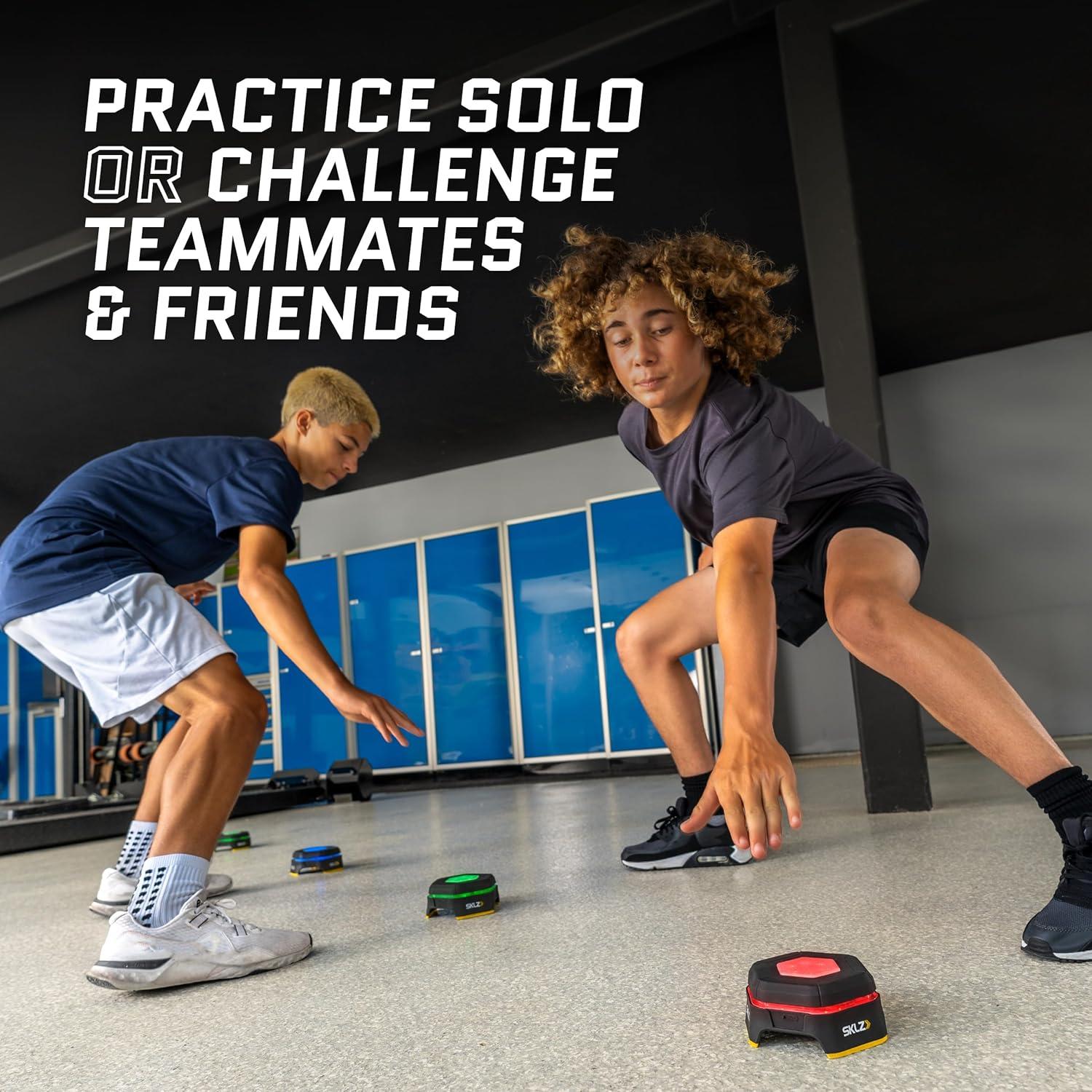 SKLZ Reactive Flash LED Training Pods – Reaction Time, Agility, and Cognitive Training Tool with 4 Games – Multi-Directional Activation, Durable Design for Speed and Hand-Eye Coordination
