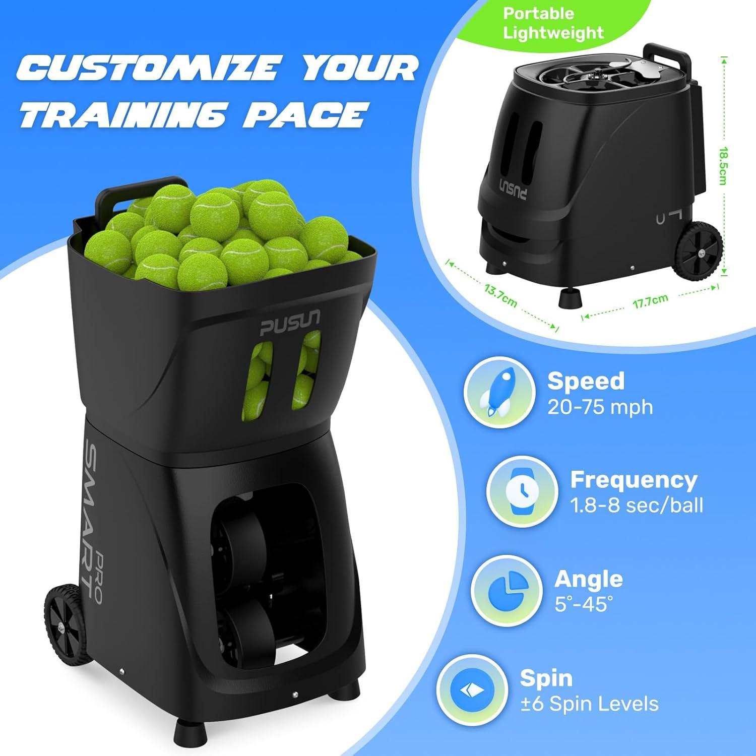 Máquina de Pelotas de Tenis PUSUN PT-Smart Pro 100 Pelotas 120 km/h