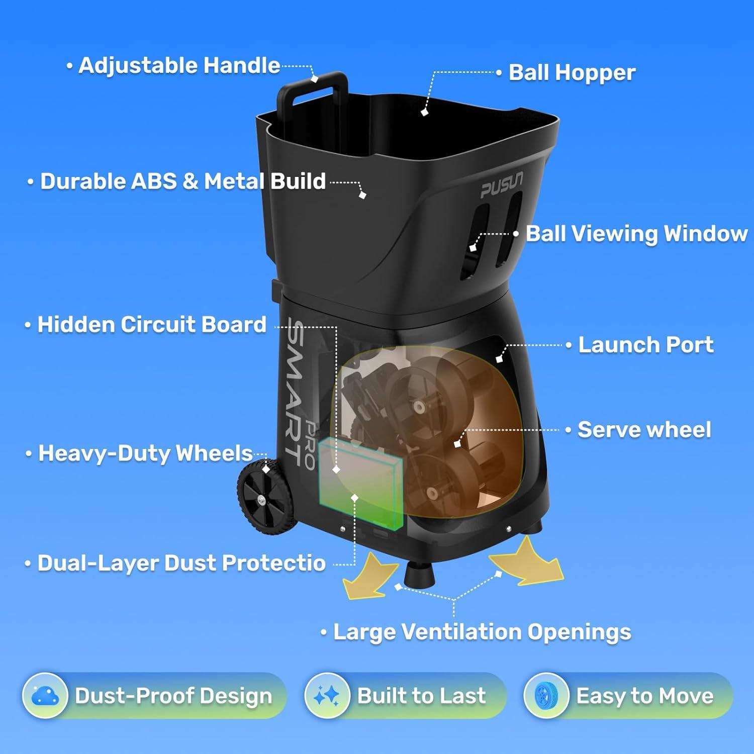 Máquina de Pelotas de Tenis PUSUN PT-Smart Pro 100 Pelotas 120 km/h