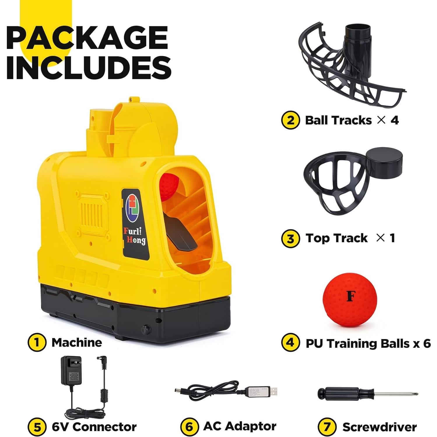 Máquina de Lanzamiento 4 en 1 Furlihong 681TPCBH - Béisbol, Tenis, Pickleball y Cricket