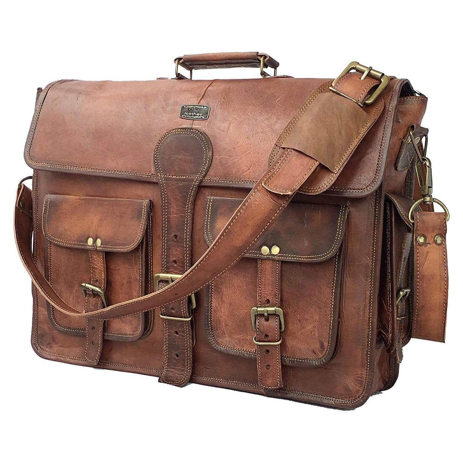 Bolsa de Mensajero de Cuero DHK 45.72cm Vintage para Laptop