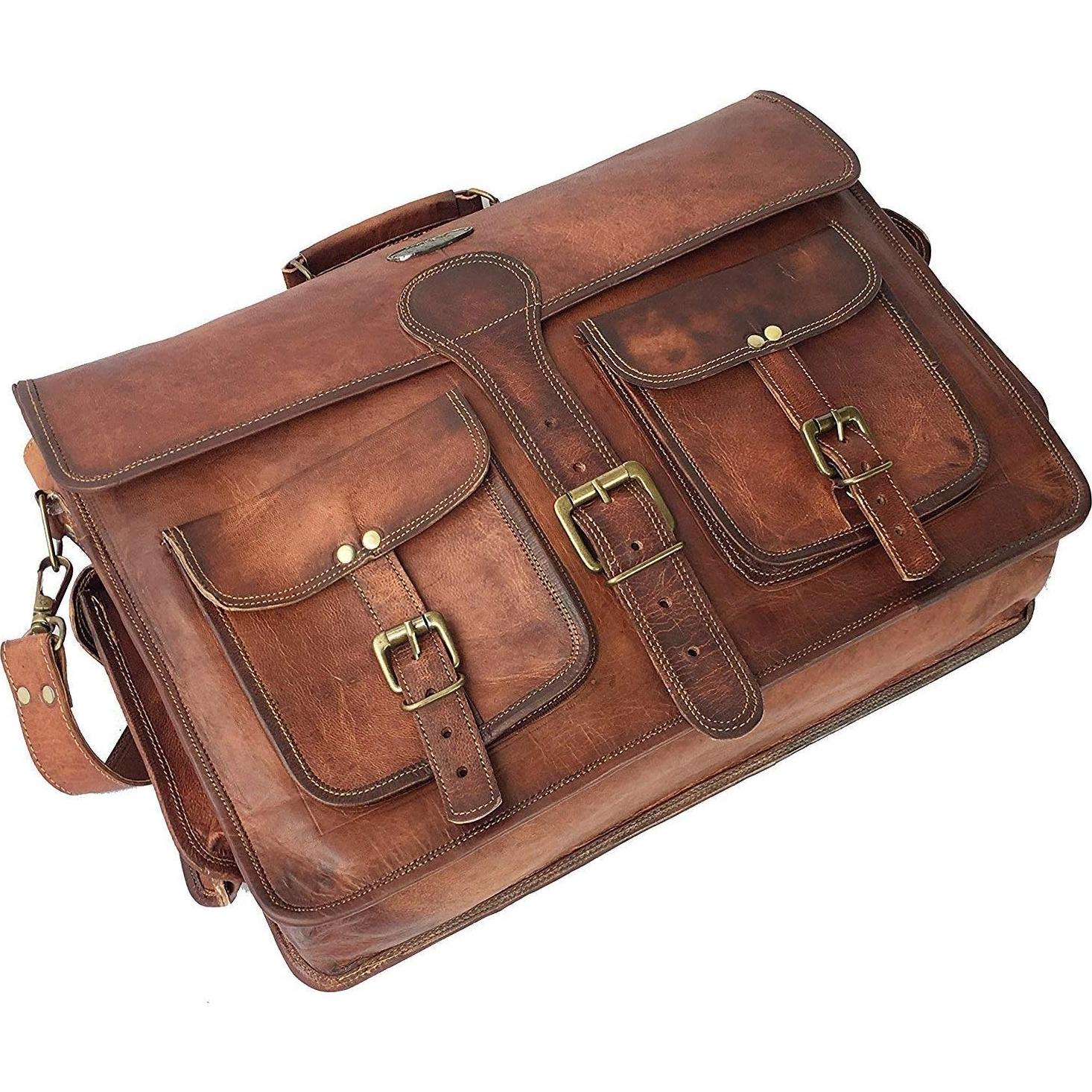 Bolsa de Mensajero de Cuero DHK 45.72cm Vintage para Laptop
