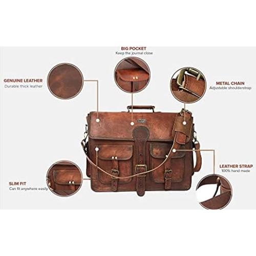 Bolsa de Mensajero de Cuero DHK 45.72cm Vintage para Laptop