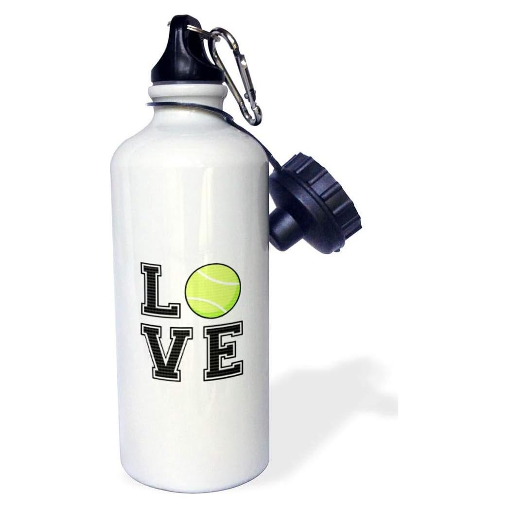 Botella de Agua Deportiva 3dRose 621 ml Blanca con 2 Tapas