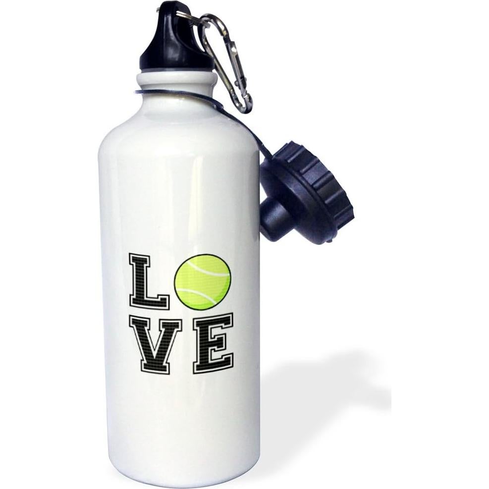 Botella de Agua Deportiva 3dRose 621 ml Blanca con 2 Tapas