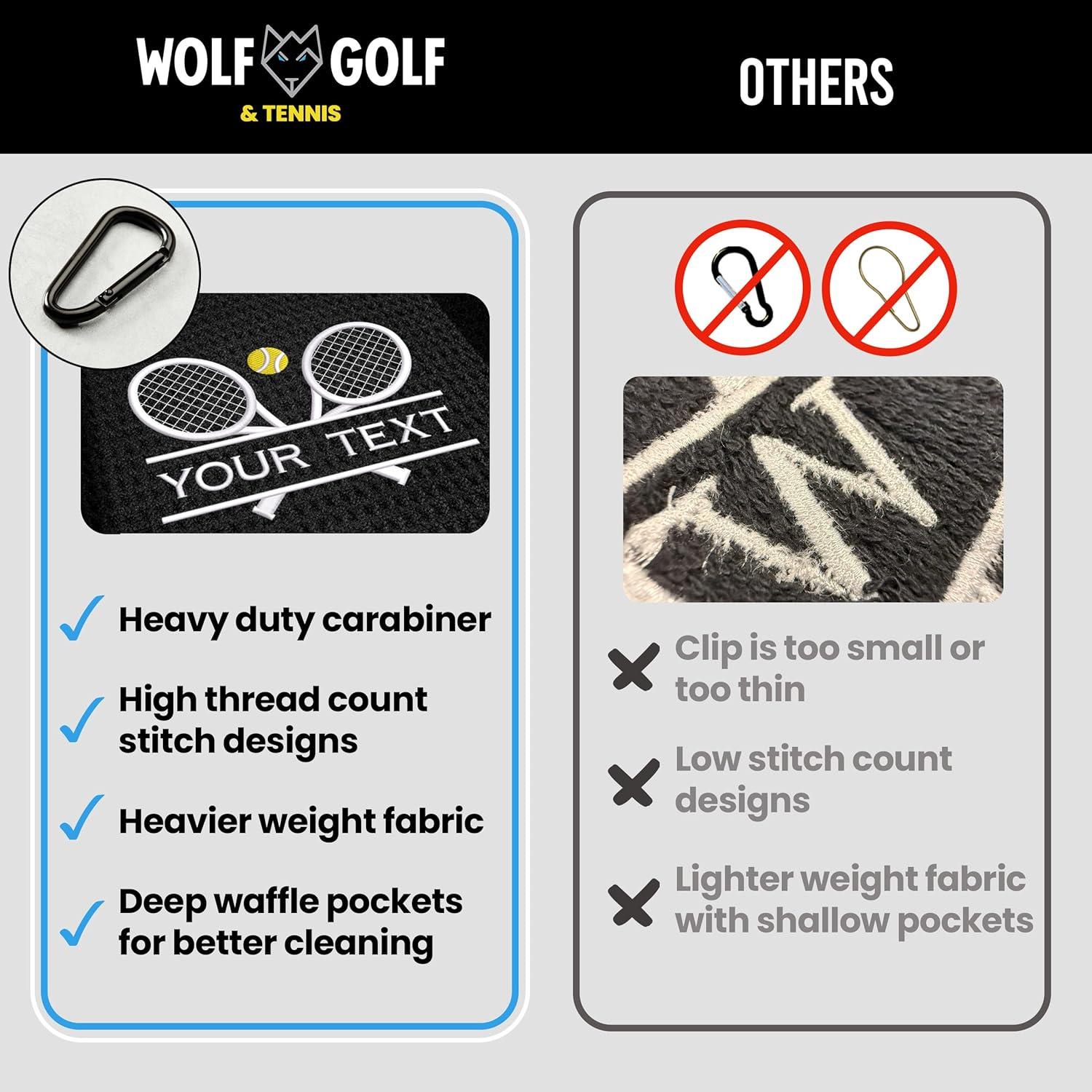 Toalla de Tenis Personalizada Wolf Golf 40.6x54.6cm Microfibra