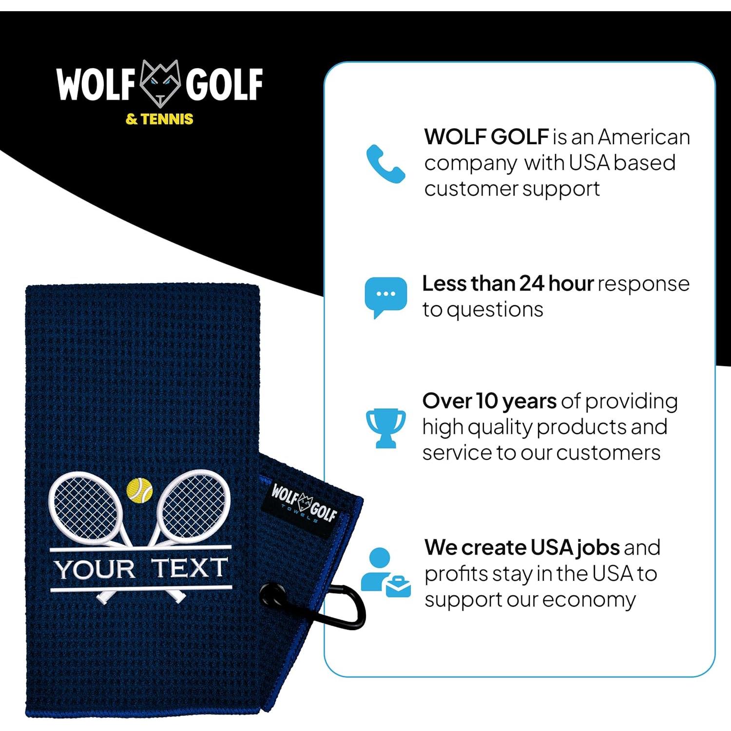 Toalla de Tenis Personalizada Wolf Golf 40.6x54.6cm Microfibra