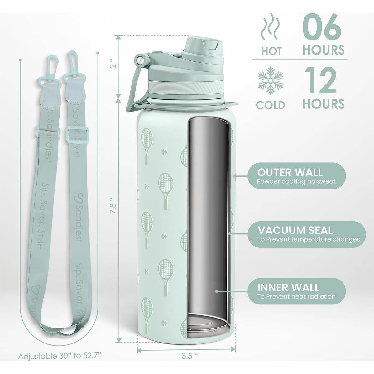 Botella de Agua SANDJEST Acero Inoxidable 0.95L con Correa