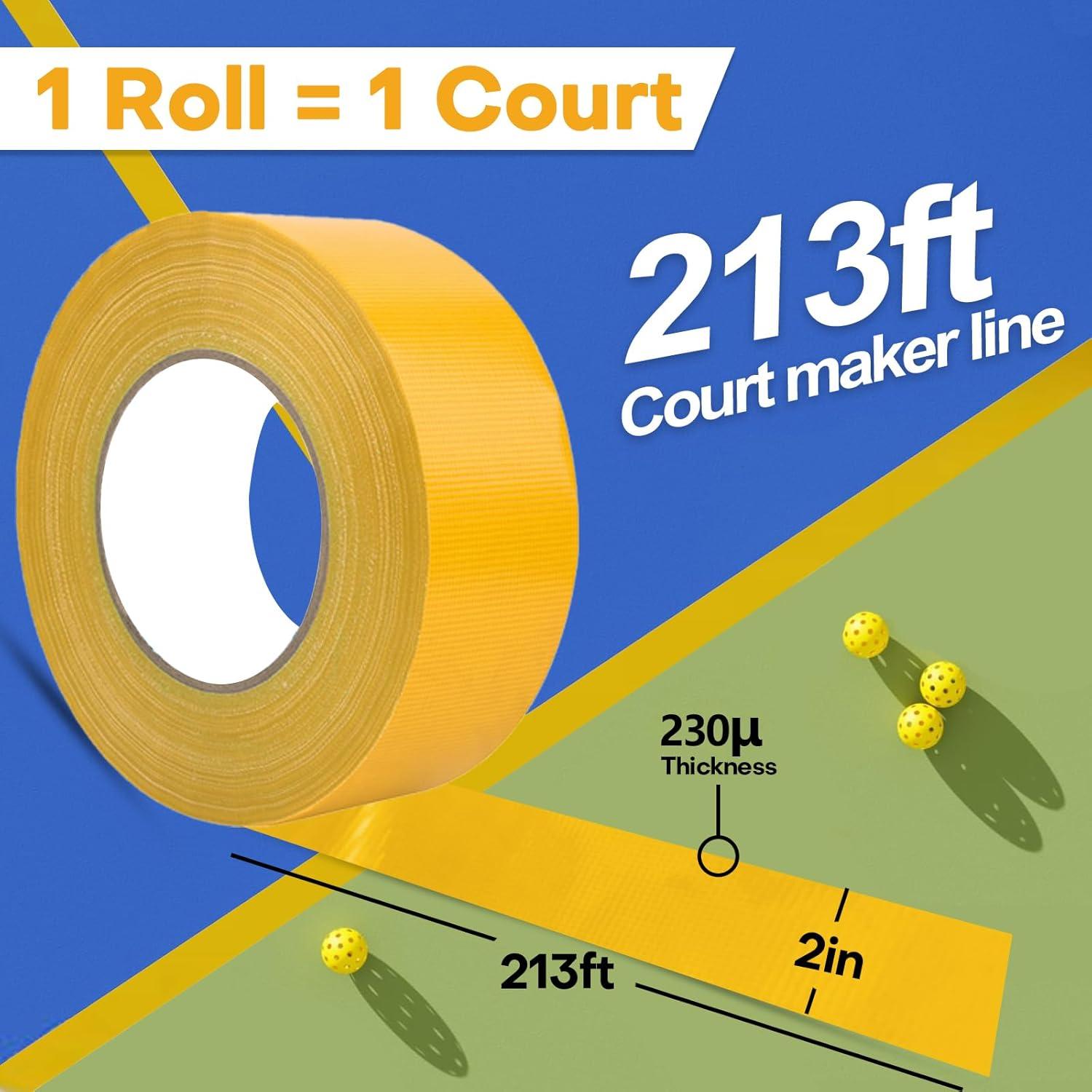Cinta para cancha de pickleball COKSDUPID 64.92m x 5.08cm amarilla