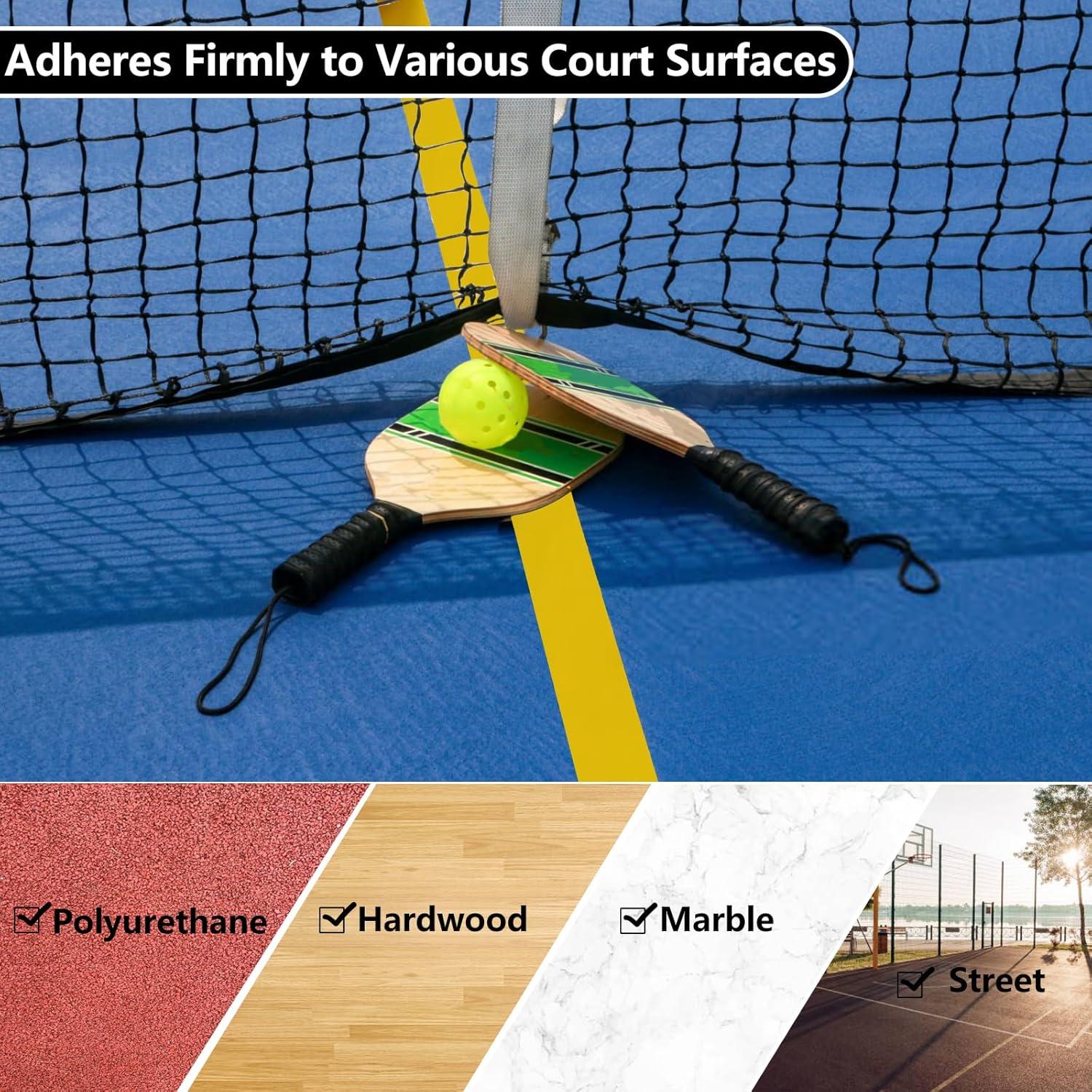 Cinta para cancha de pickleball COKSDUPID 64.92m x 5.08cm amarilla