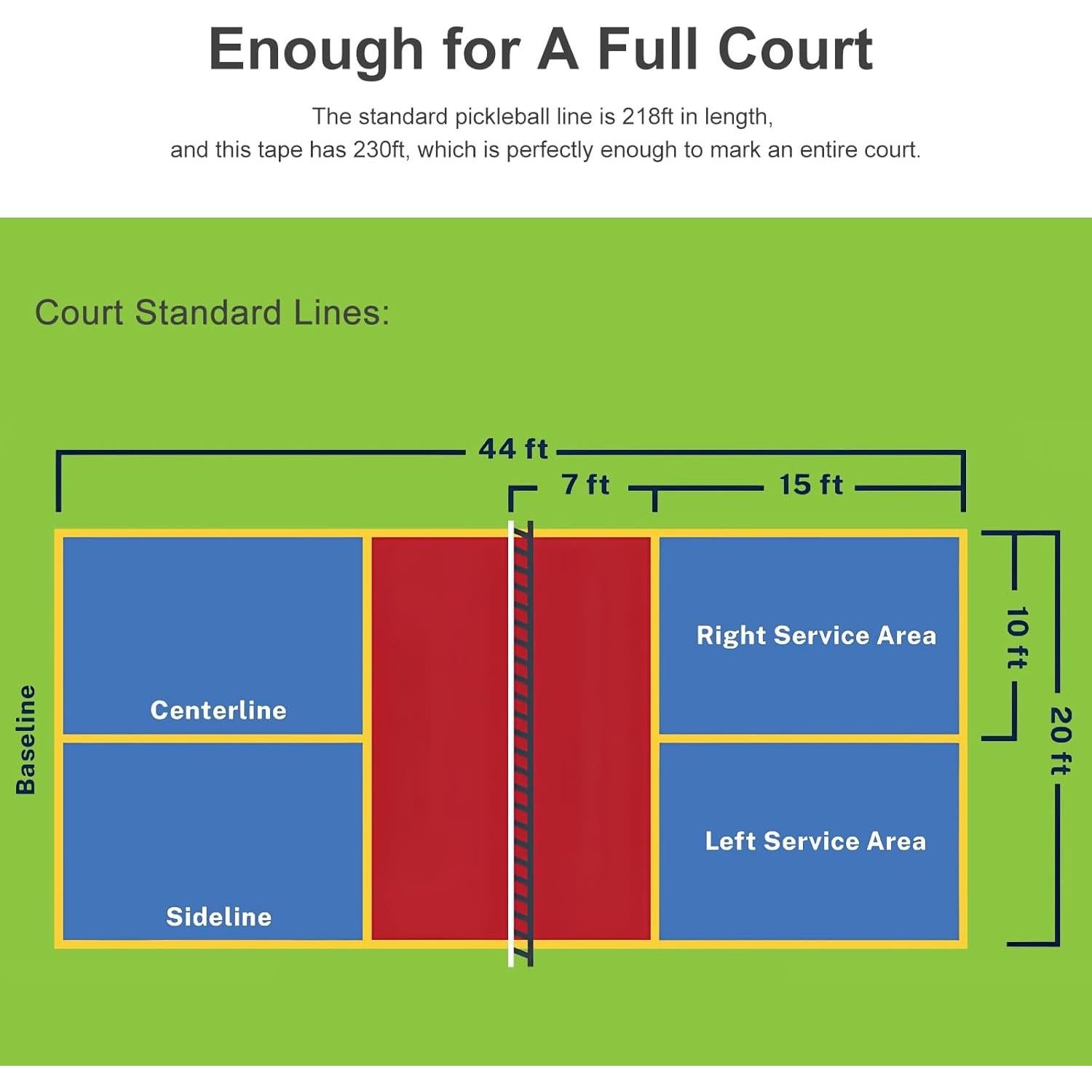 Cinta de Marcado de Cancha de Pickleball VloEssic 70m Amarillo