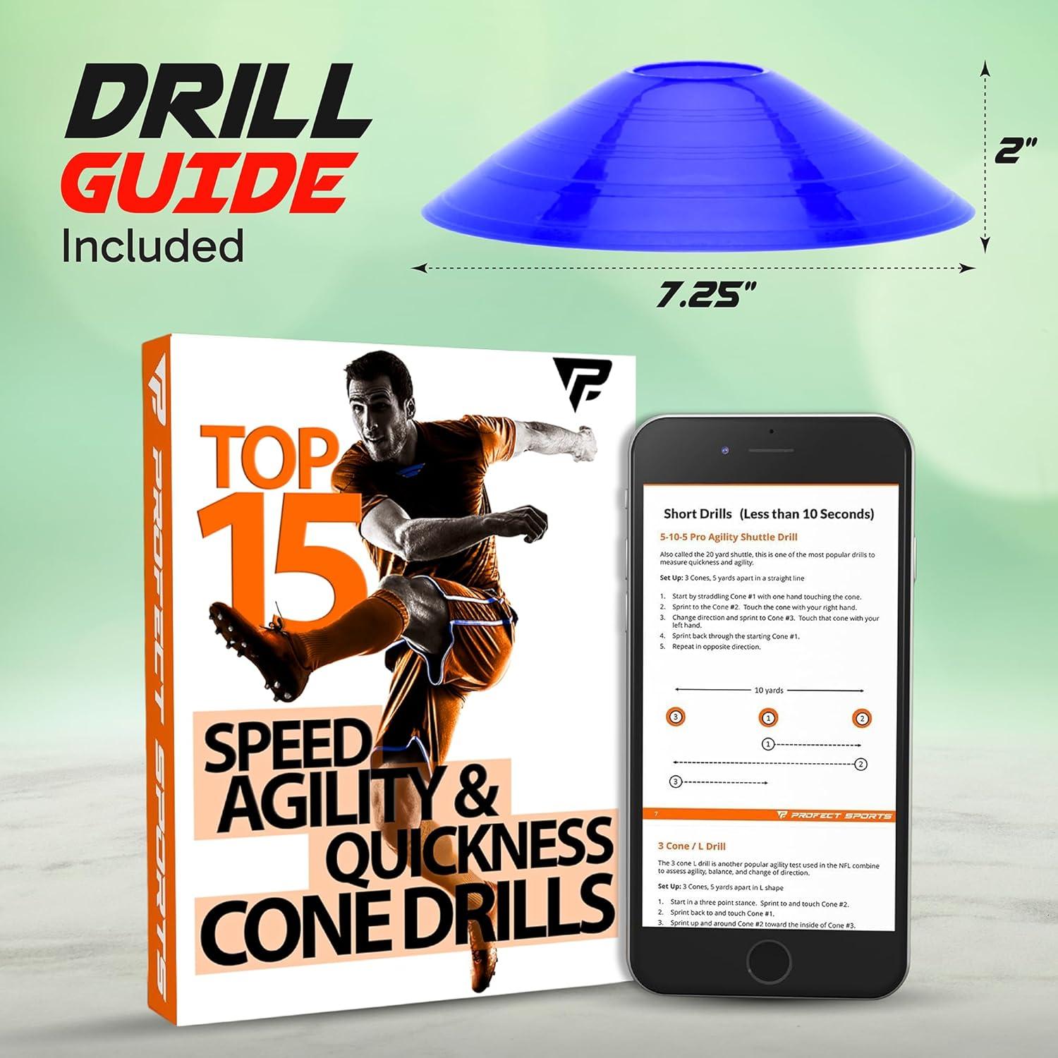 Juego de 50 Conos Pro Disc Amarillo para Entrenamiento Deportivo