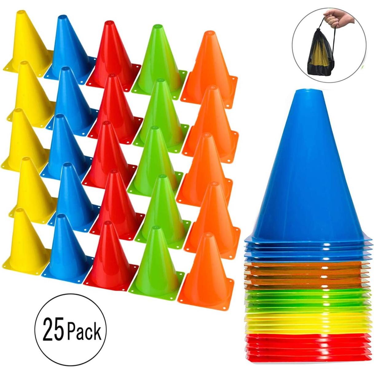 Conos de Entrenamiento BiAnYC de Plástico 25 Pcs 7" Colores Brillantes