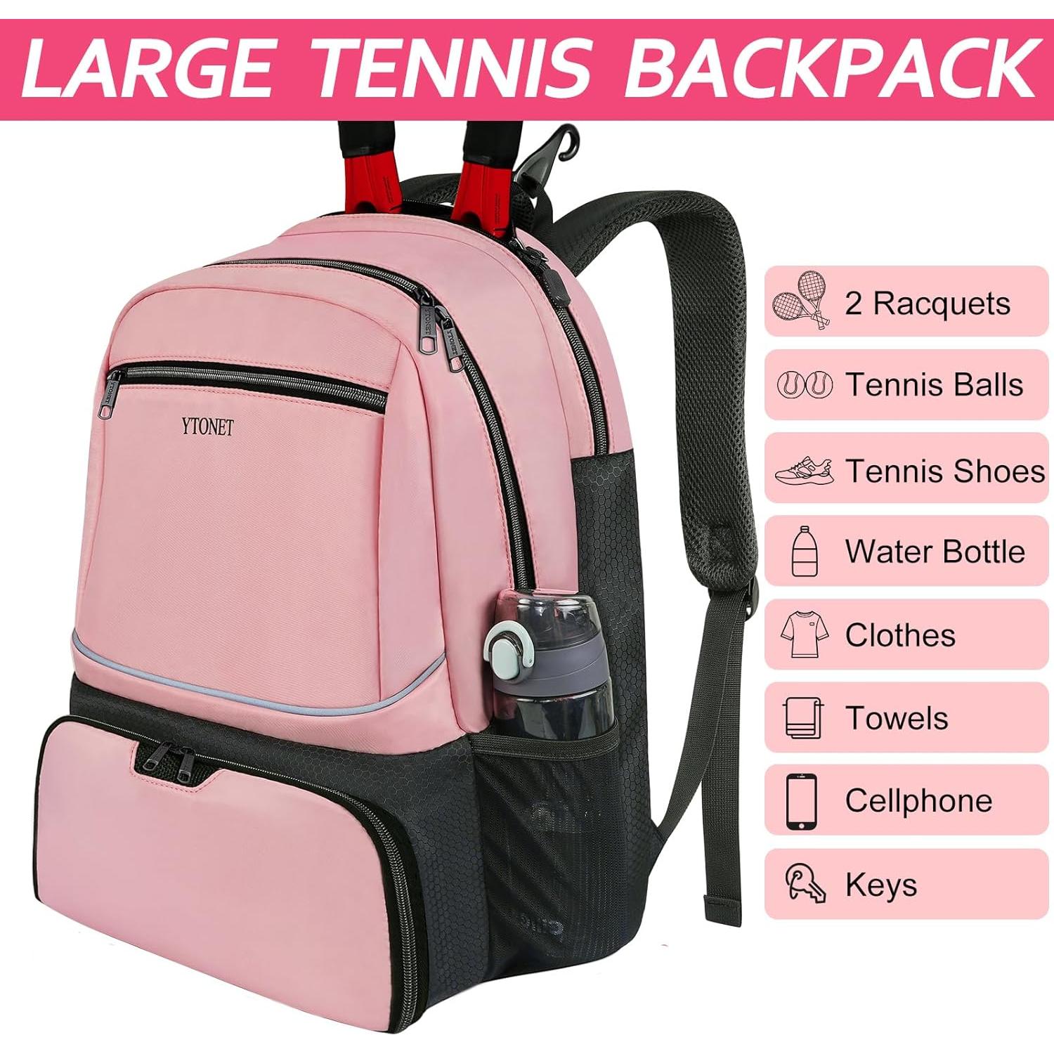 Mochila de Tenis Ytonet para Mujeres 2 Raquetas Rosa Aislada