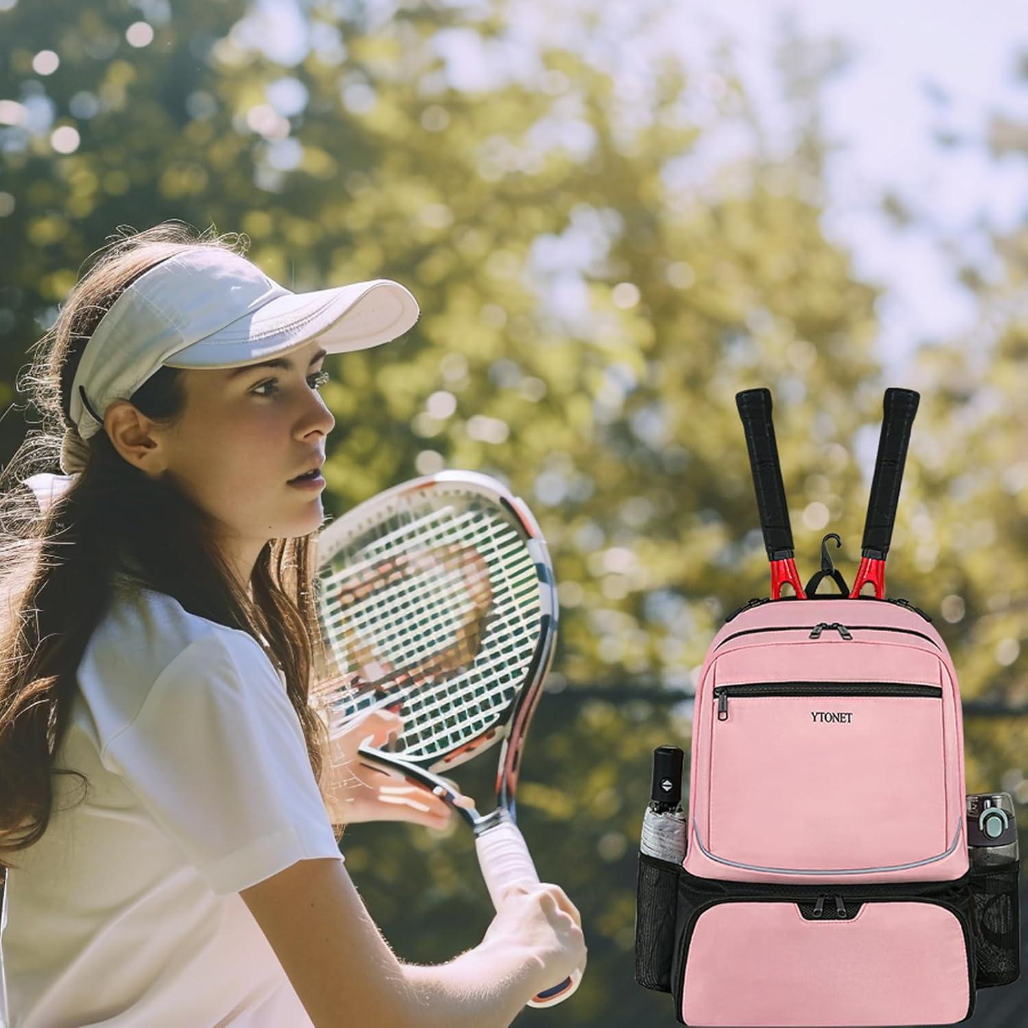 Mochila de Tenis Ytonet para Mujeres 2 Raquetas Rosa Aislada