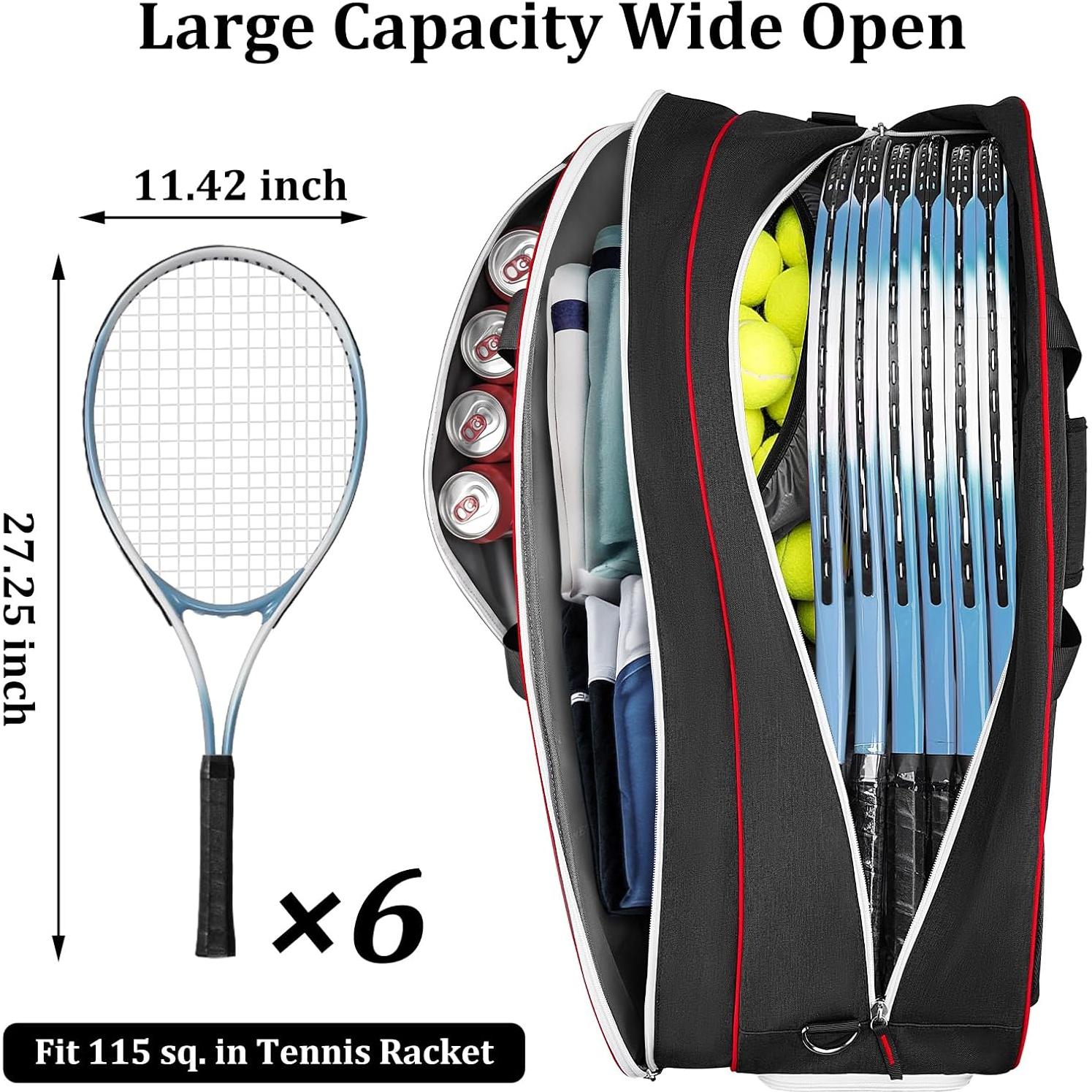 Bolsa de Tenis Ytonet 6 Raquetas Acolchada Resistente al Agua