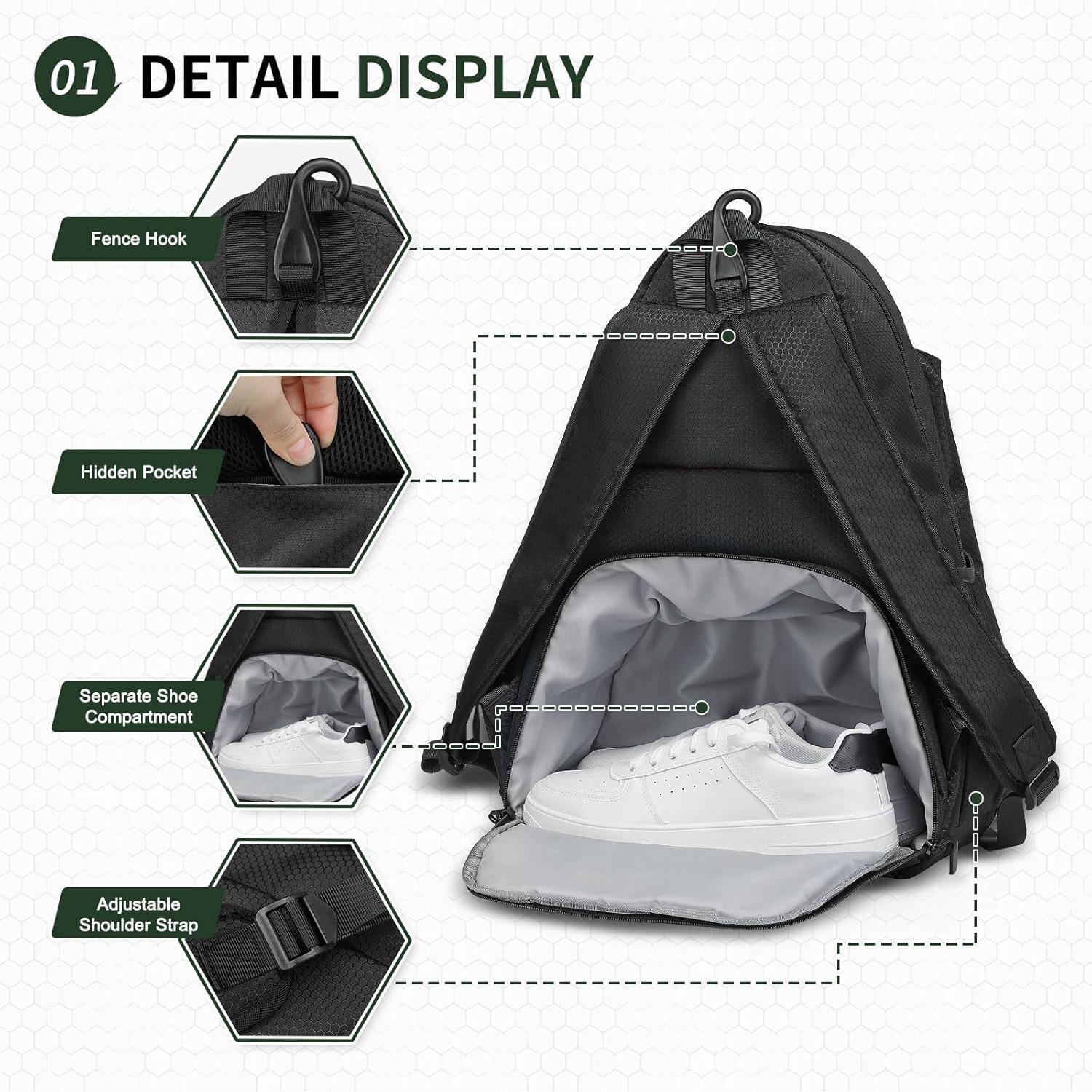 Mochila de Tenis SUIKIHUM Impermeable con Compartimento para Zapatos