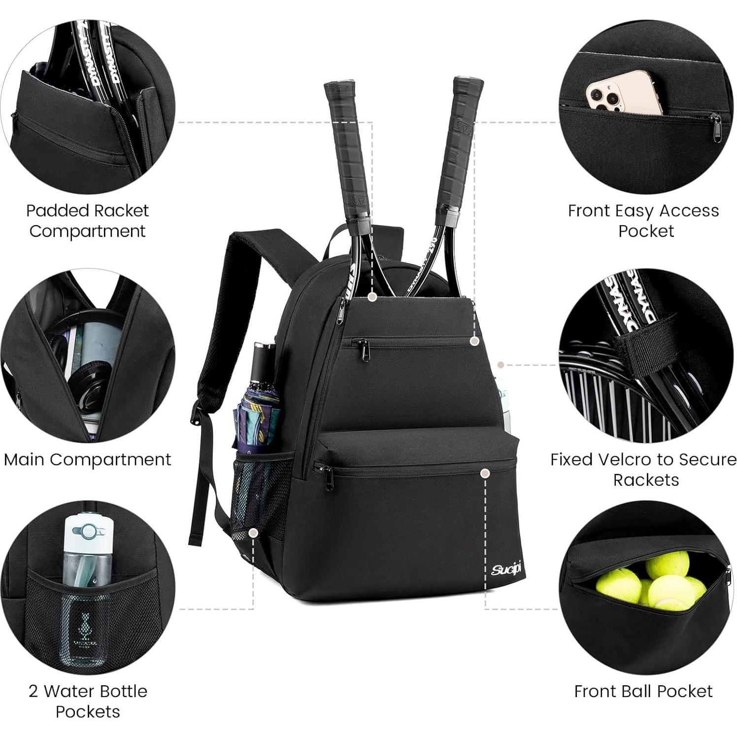 Mochila de Tenis Sucipi Profesional para 2 Raquetas y Zapatos