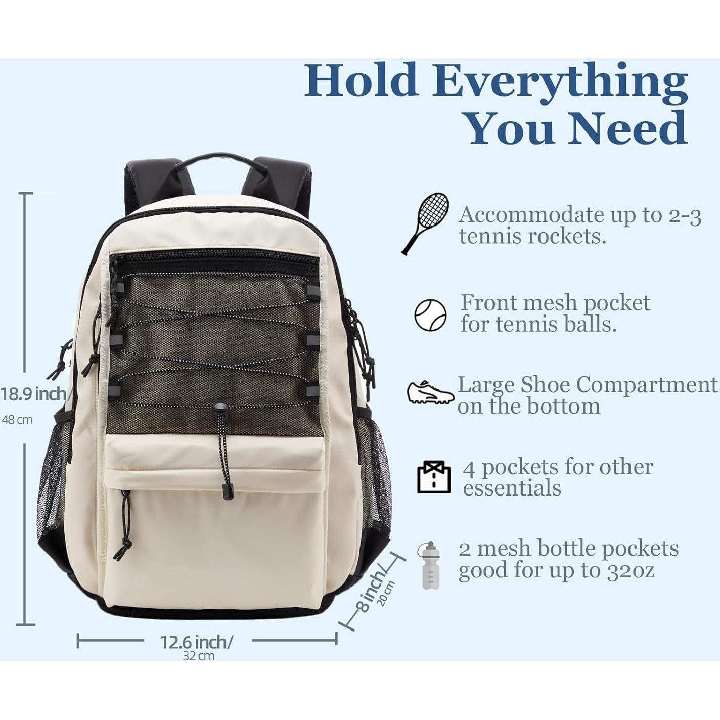 Mochila de Tenis LANBX T6600h para 2 Raquetas y Zapatos