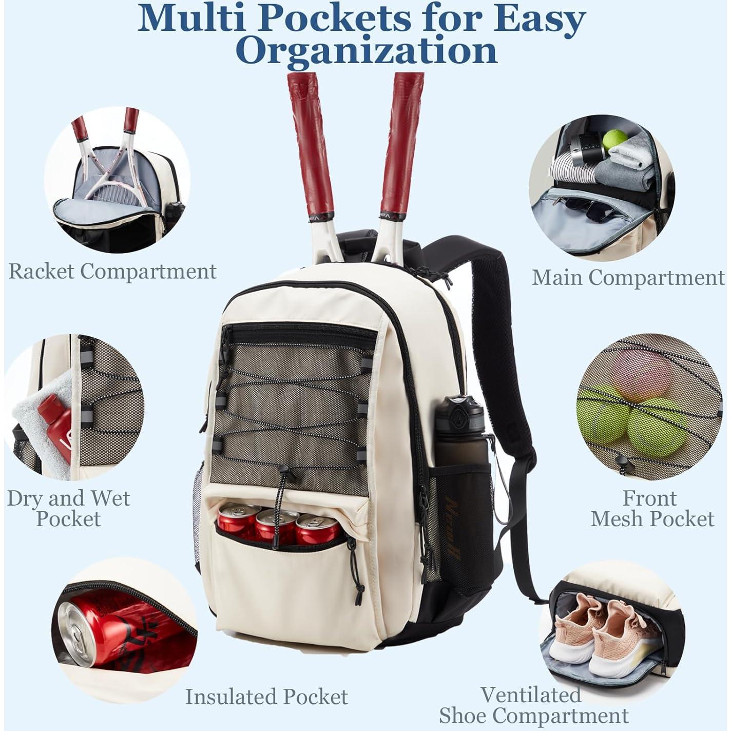 Mochila de Tenis LANBX T6600h para 2 Raquetas y Zapatos