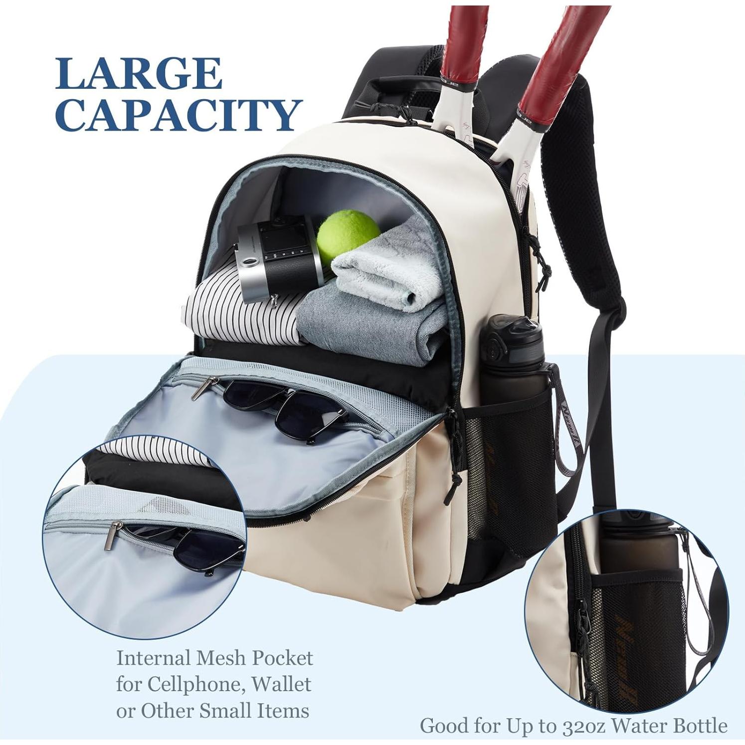 Mochila de Tenis LANBX T6600h para 2 Raquetas y Zapatos