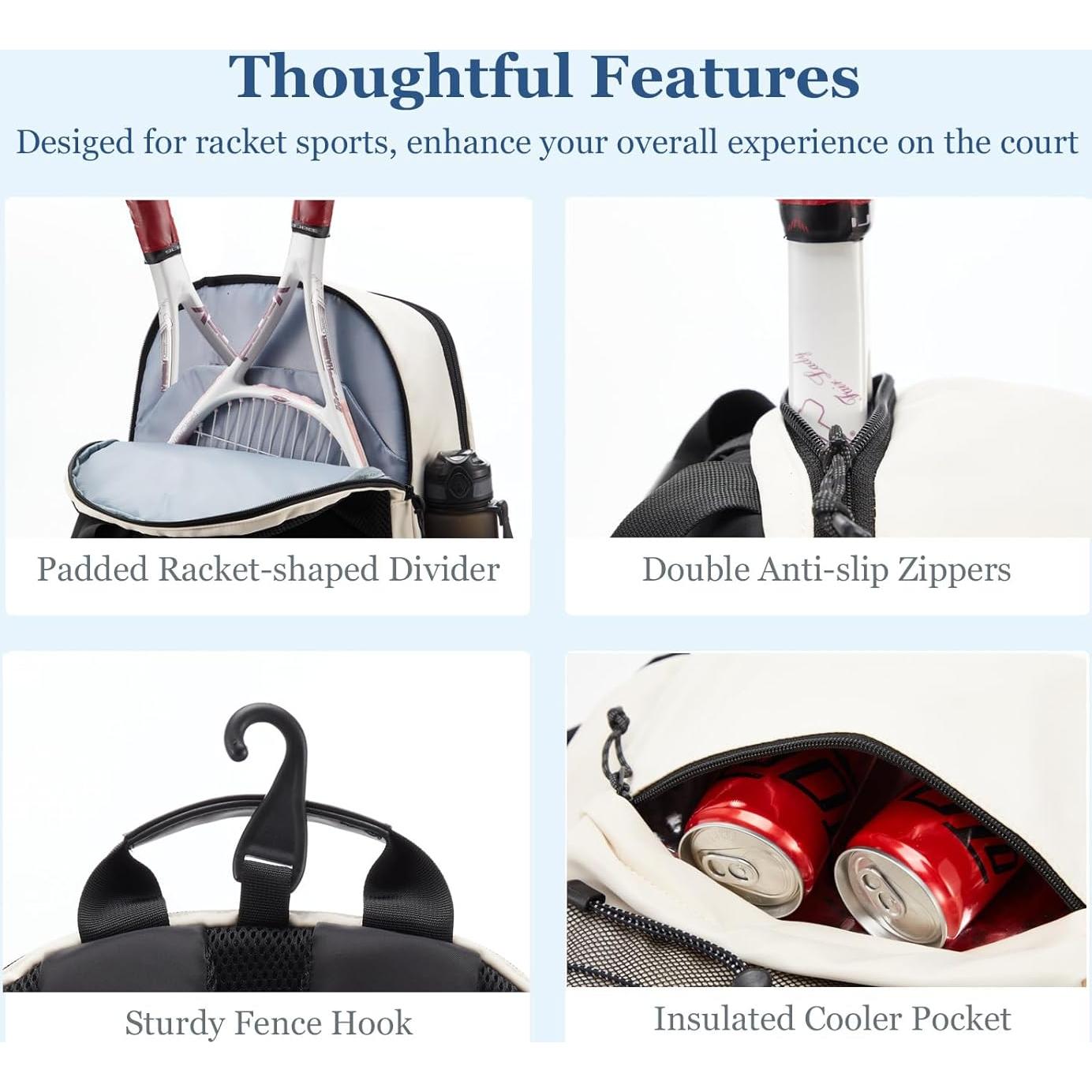 Mochila de Tenis LANBX T6600h para 2 Raquetas y Zapatos