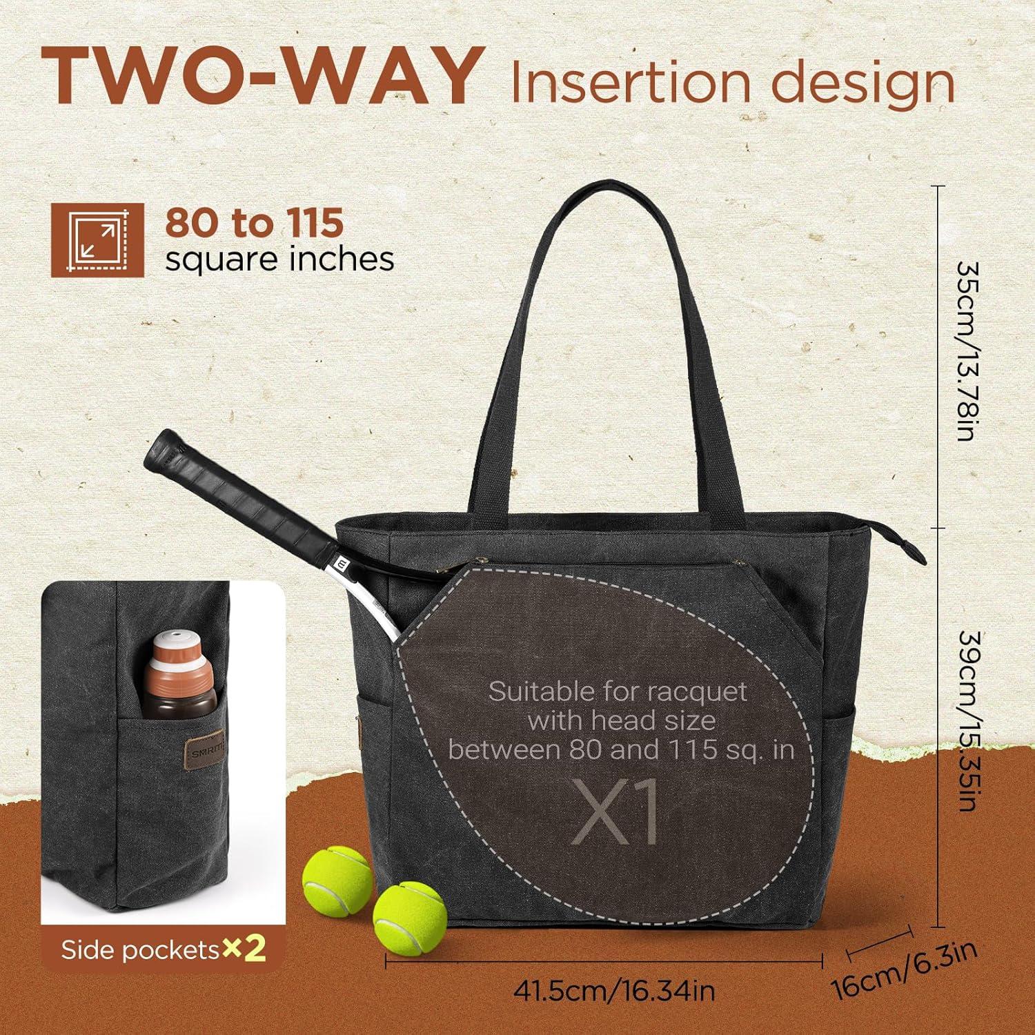 Bolsa de Tenis SMRITI Grande Negra para Raquetas y Accesorios