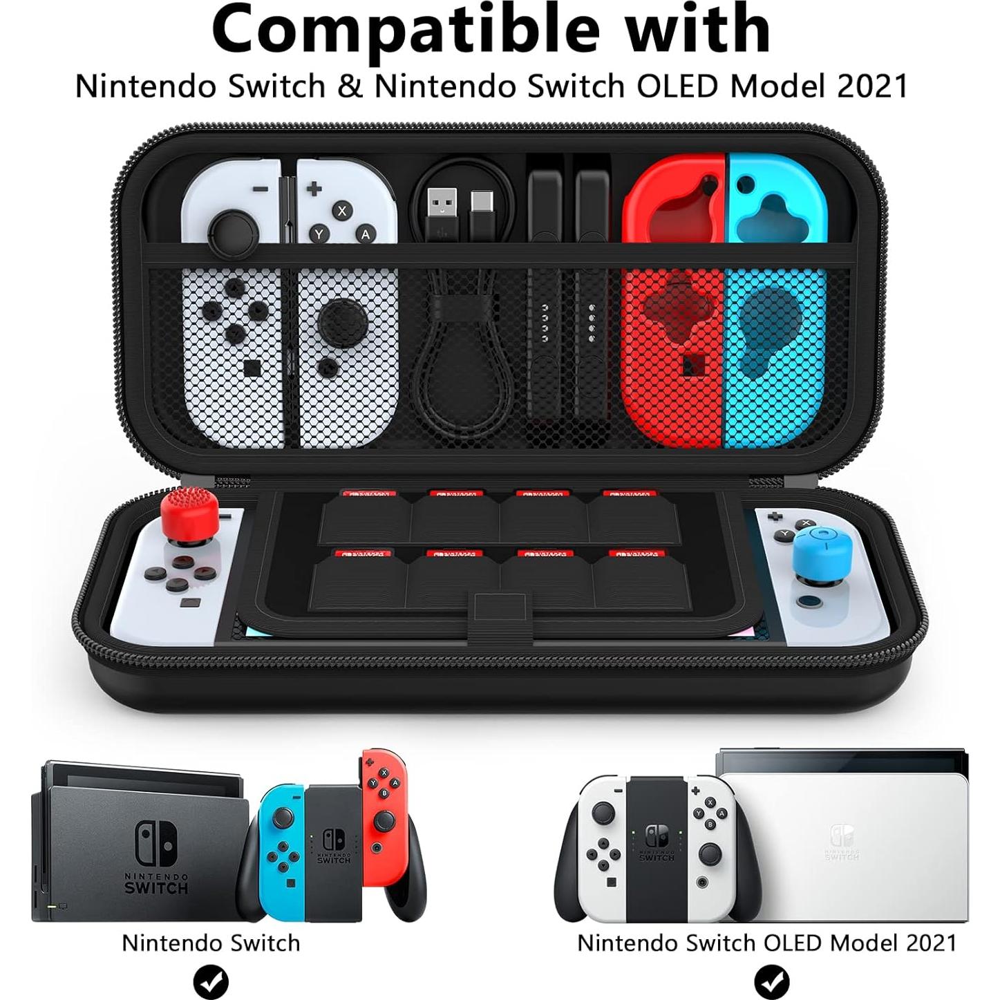 Funda HEYSTOP para Nintendo Switch y OLED 2021, Negra