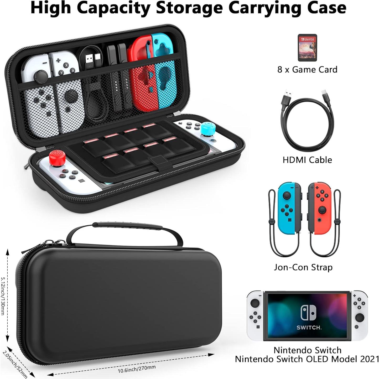 Funda HEYSTOP para Nintendo Switch y OLED 2021, Negra