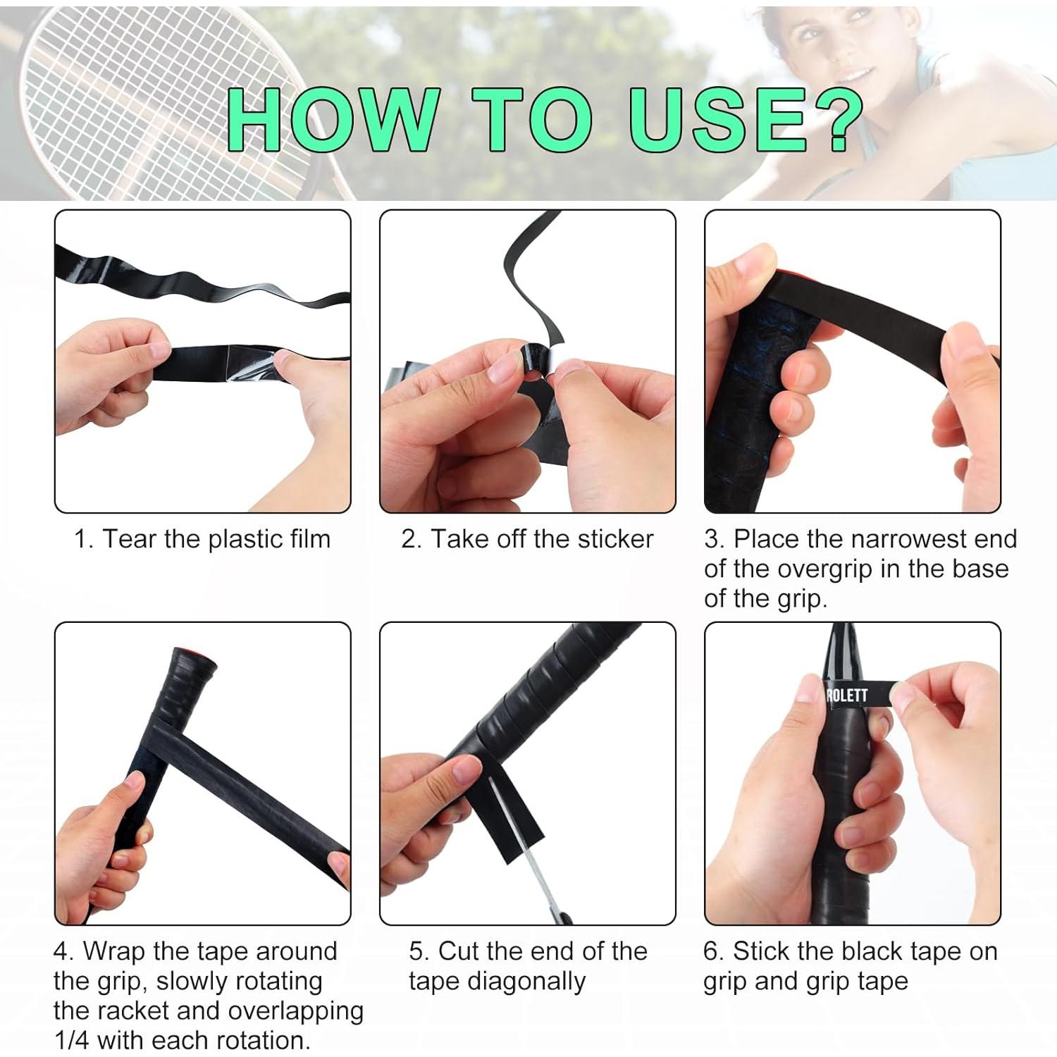 Paquete de 12 Cintas de Agarre Rolett para Raquetas de Tenis