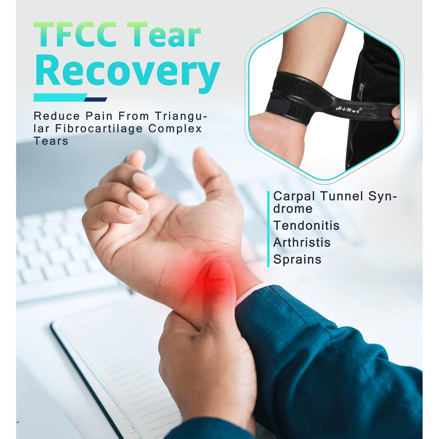 Faja de Muñeca HiRui Ajustable para Soporte y Alivio del Dolor