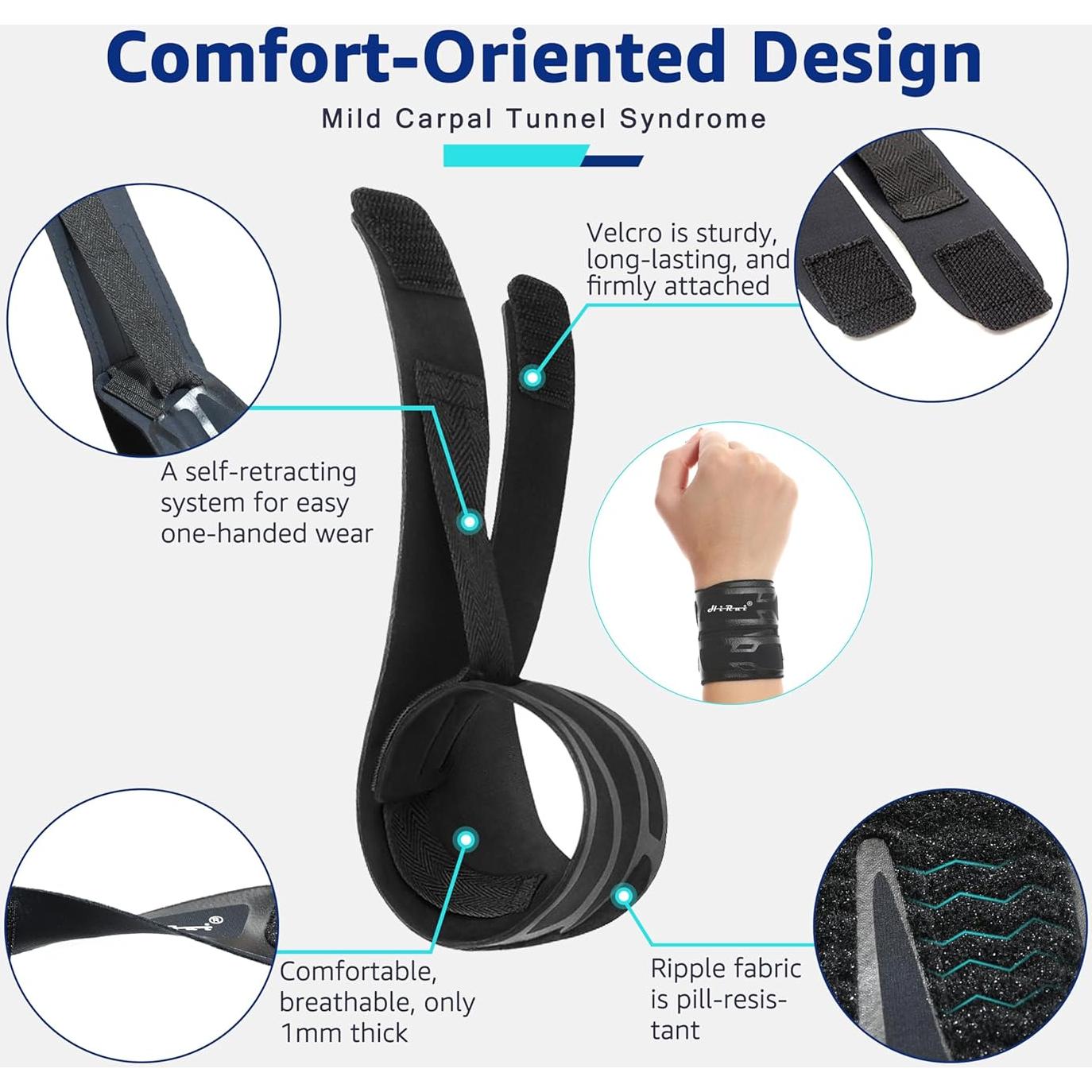 Faja de Muñeca HiRui Ajustable para Soporte y Alivio del Dolor
