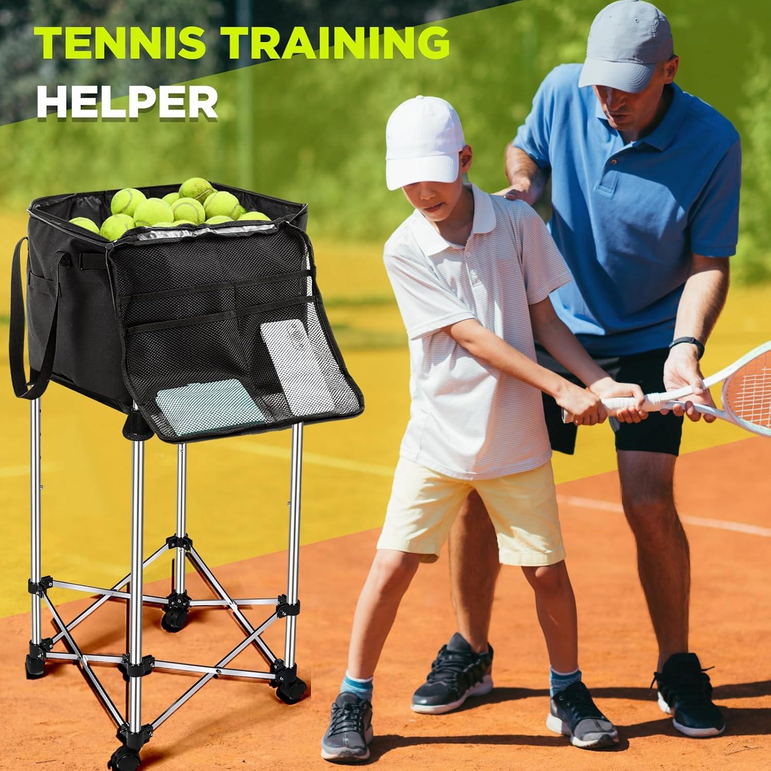 Cesta de Pelotas de Tenis Aliceset 35x35x30cm con Bolsillos