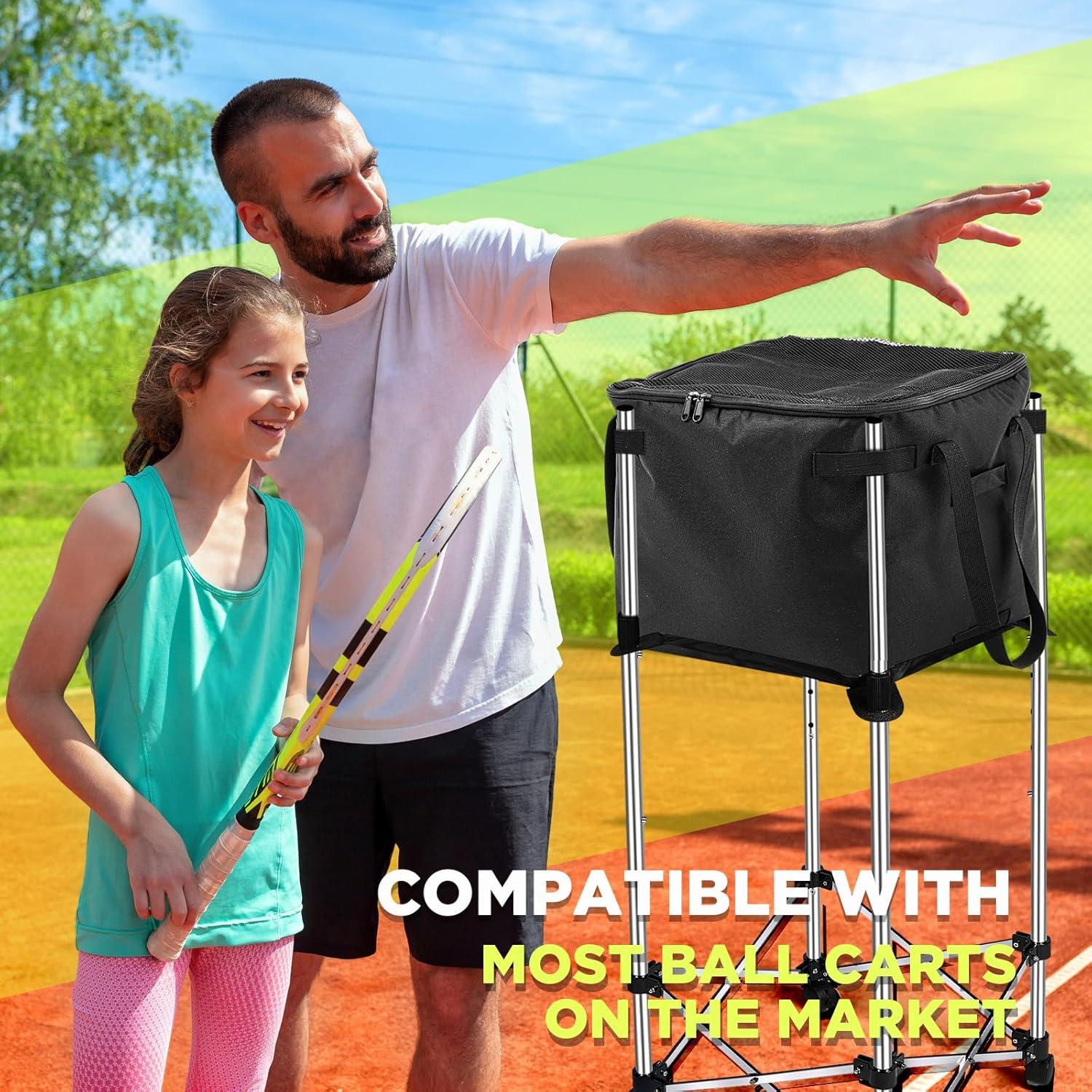 Cesta de Pelotas de Tenis Aliceset 35x35x30cm con Bolsillos