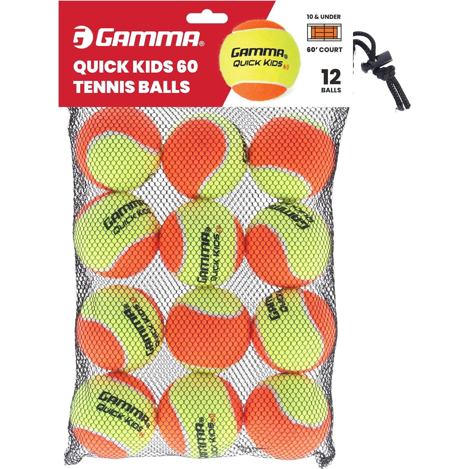 Pelotas de Tenis de Entrenamiento GAMMA Quick Kids 60 - 12 Unidades