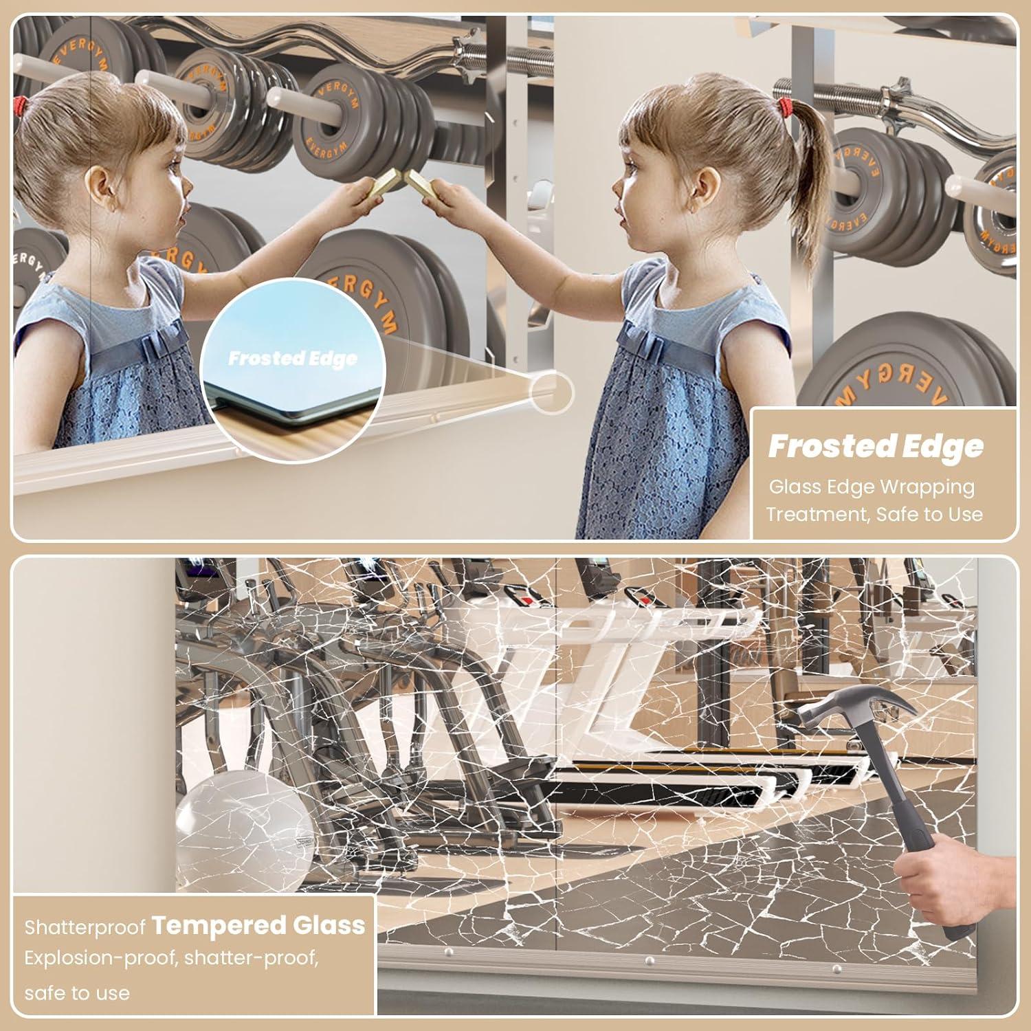 Espejo de Gimnasio Snowdool 121.9x60.9 cm 2 Piezas Vidrio Templado