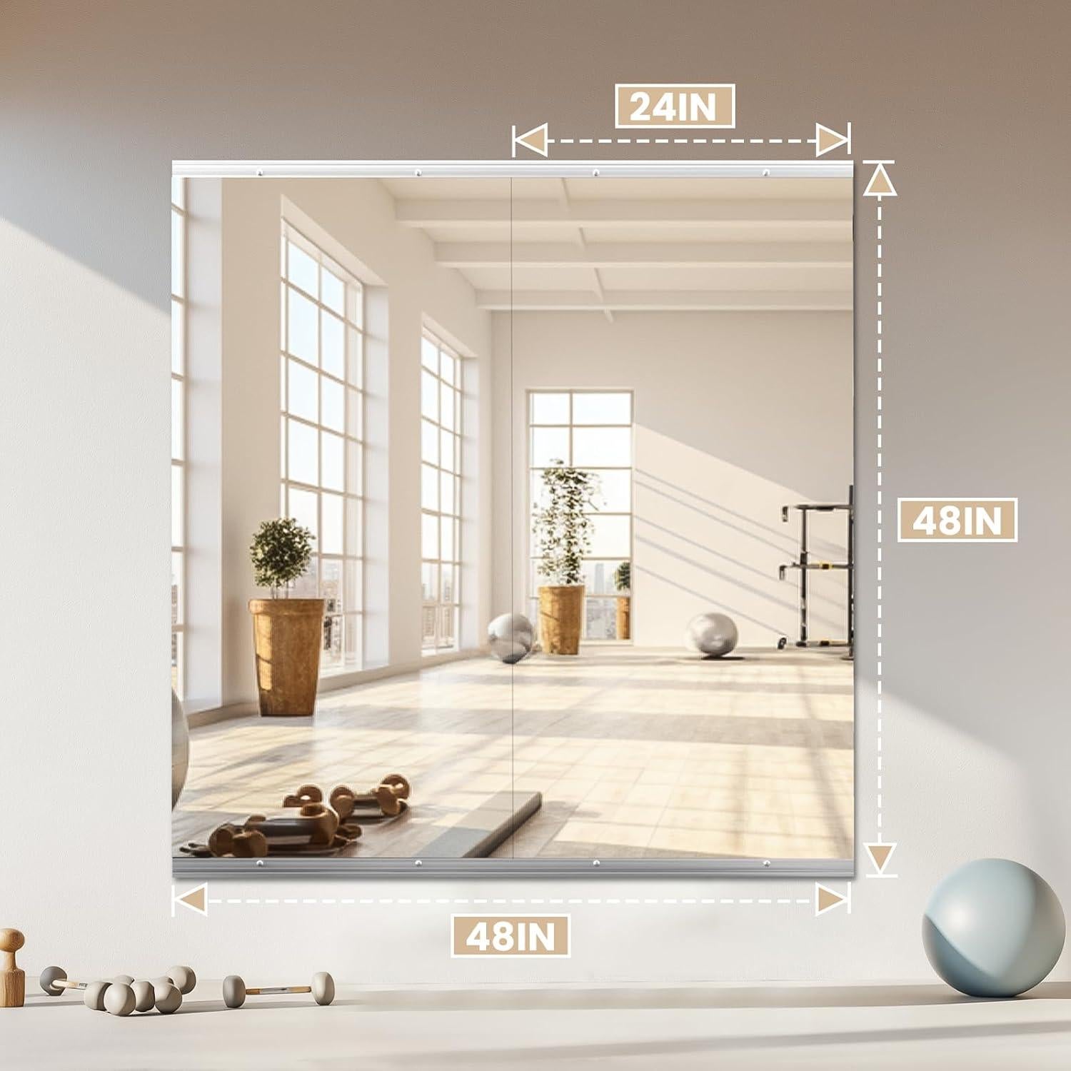 Espejo de Gimnasio Snowdool 121.9x60.9 cm 2 Piezas Vidrio Templado