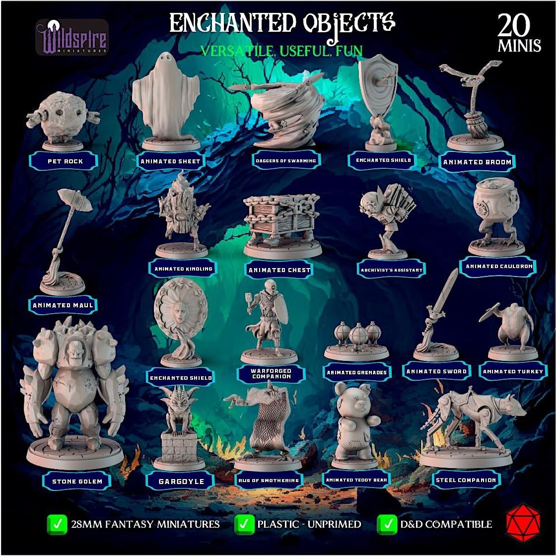 20 Miniaturas Encantadas D&D Wildspire Accesorios Fantasía