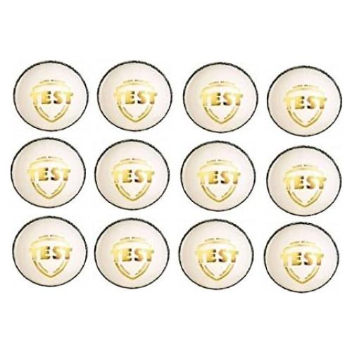 Set de 12 pelotas de cricket G&S Test White 100% cuero