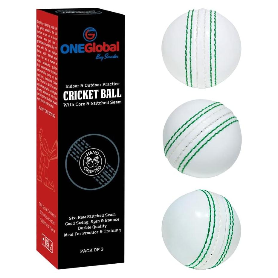 Pelota de Cricket Suave ONEGlobal PVC 3 Unidades 7cm Blanca