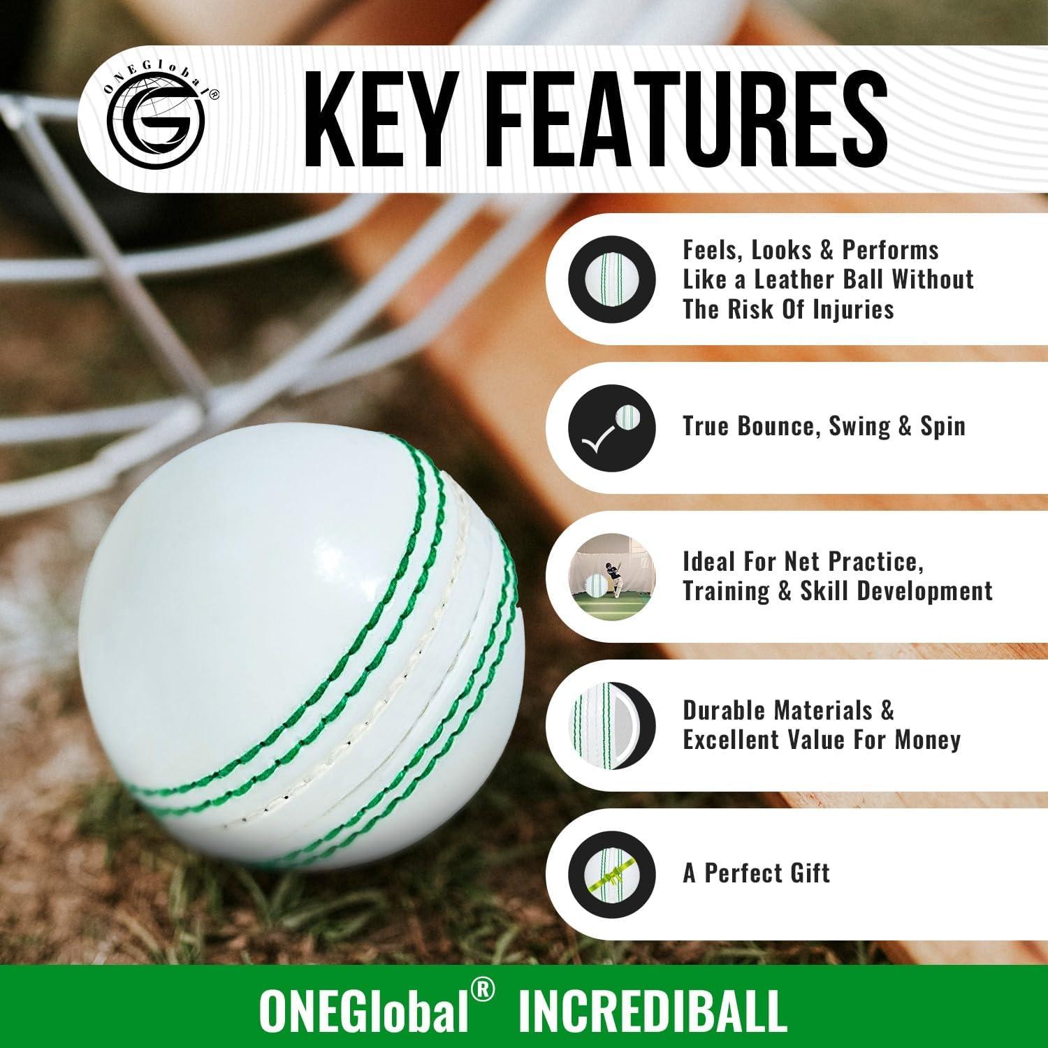 Pelota de Cricket Suave ONEGlobal PVC 3 Unidades 7cm Blanca