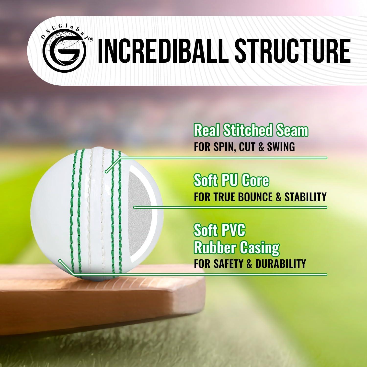 Pelota de Cricket Suave ONEGlobal PVC 3 Unidades 7cm Blanca