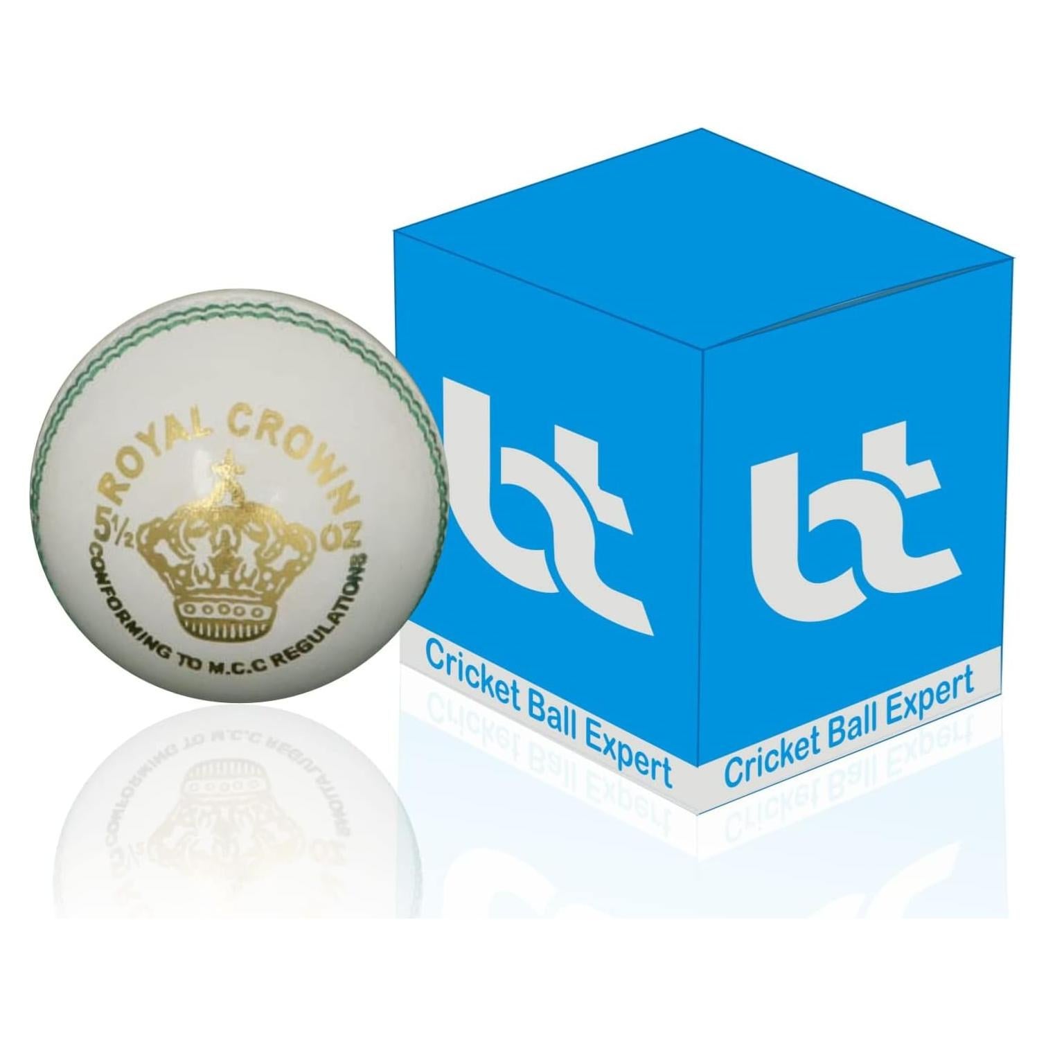 Bola de Críquet Blanca BT Cricket 156g - Cuero Genuino