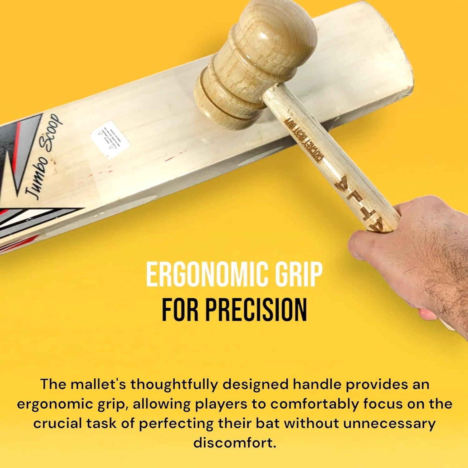 Mazo de Bate de Cricket Bratla Pro - Madera Maciza Ergonomico