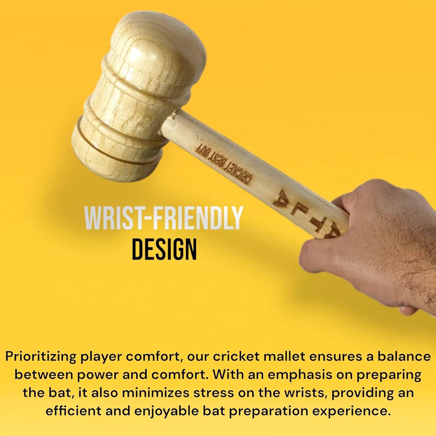 Mazo de Bate de Cricket Bratla Pro - Madera Maciza Ergonomico