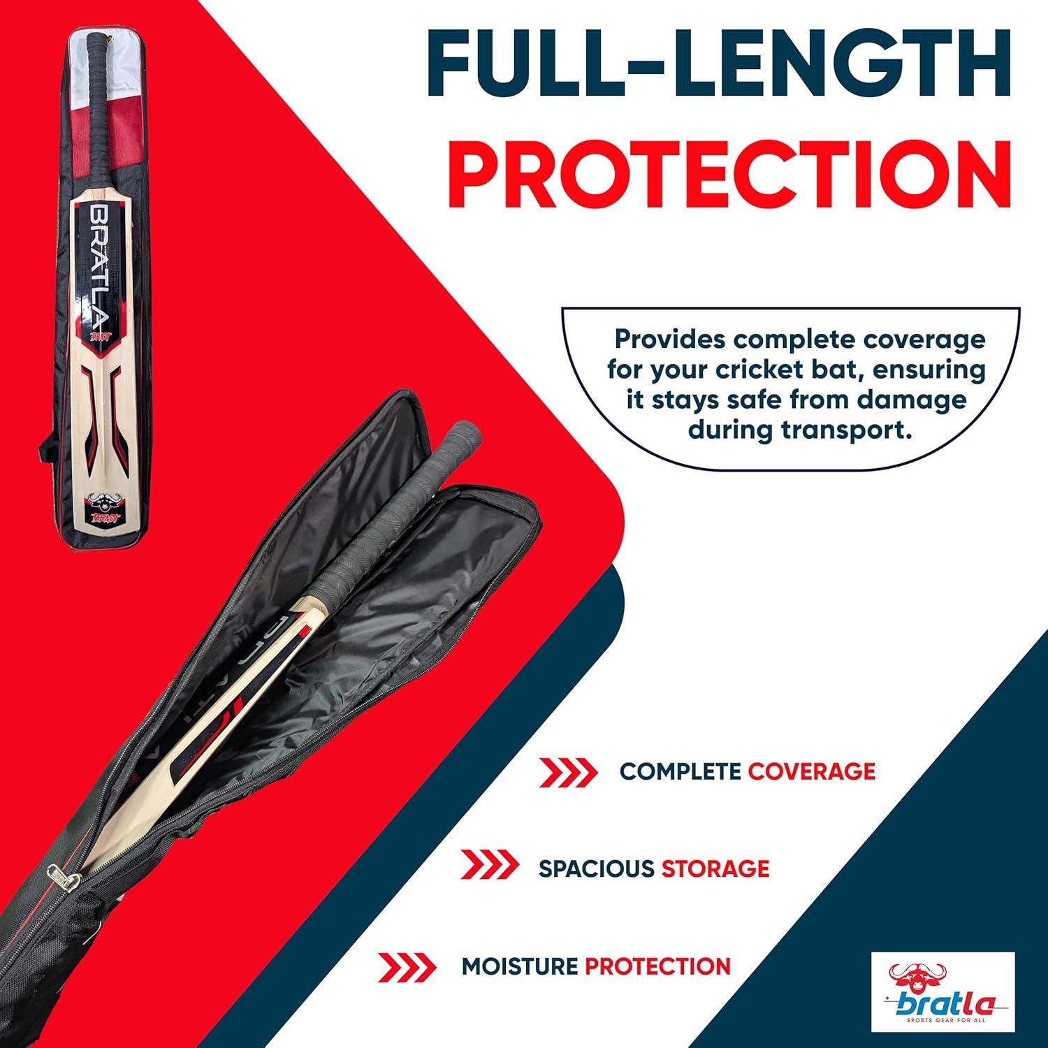 Funda de Bate de Cricket Bratla Pro Acolchada Negro/Rojo