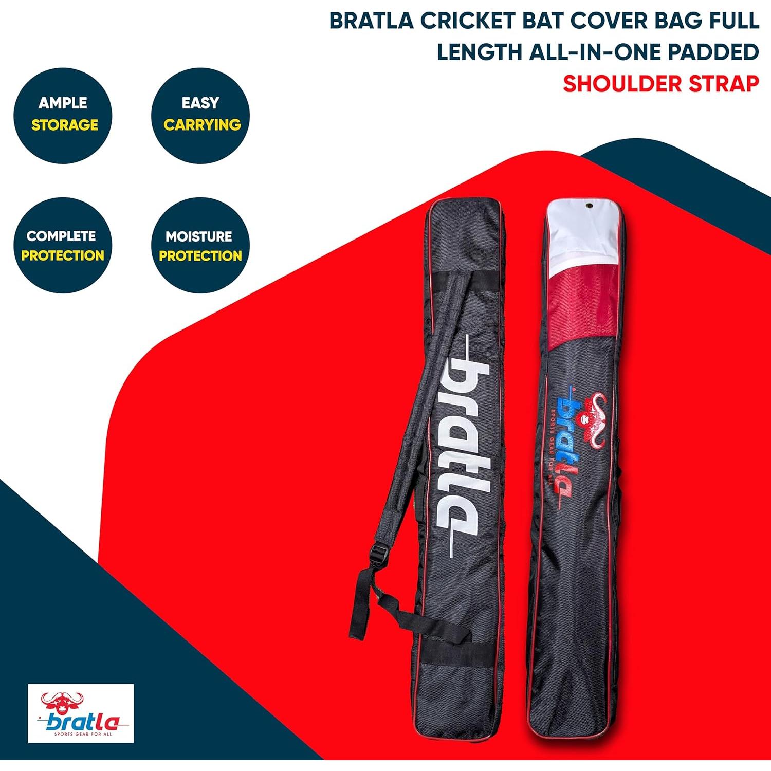 Funda de Bate de Cricket Bratla Pro Acolchada Negro/Rojo
