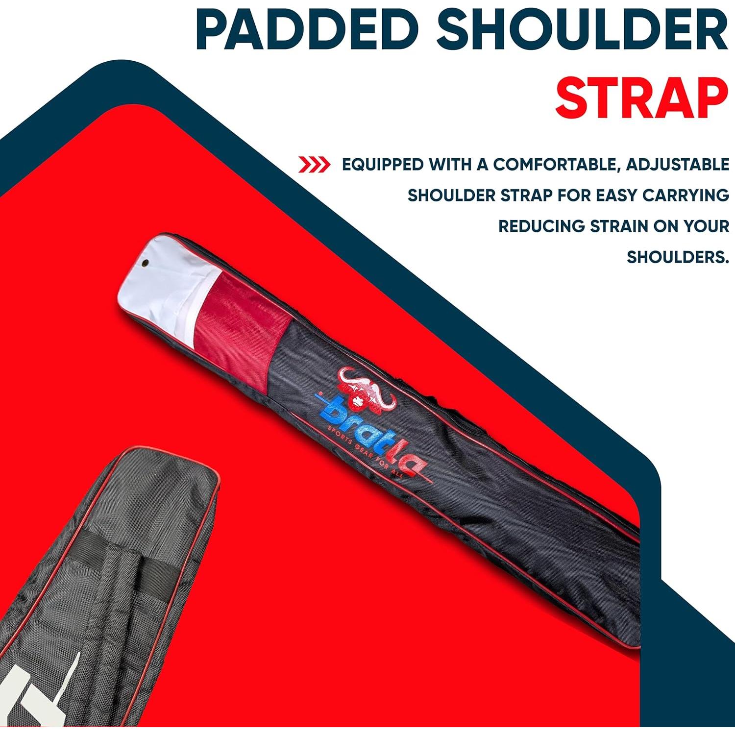 Funda de Bate de Cricket Bratla Pro Acolchada Negro/Rojo