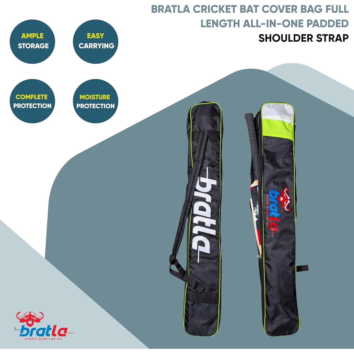 Funda de Bate de Cricket Bratla Pro Acolchada Negro/Verde